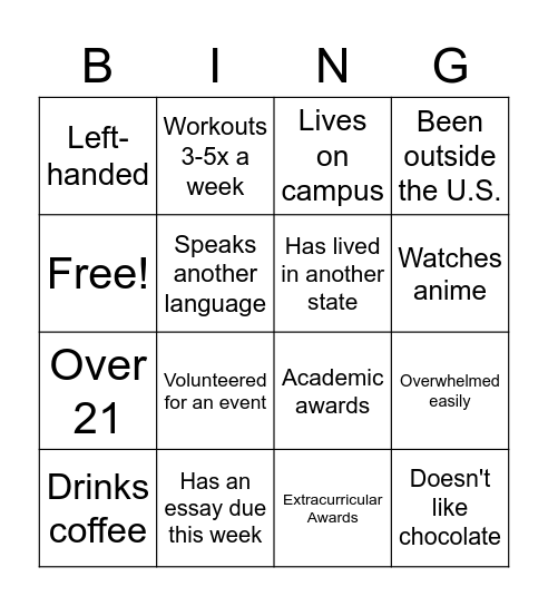 Radiant Rho Nu Bingo! Bingo Card