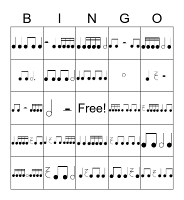 Rhythm Bingo Card