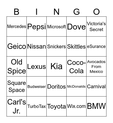 Super Bowl Bingo Card