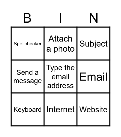 Writing an email Bingo Card