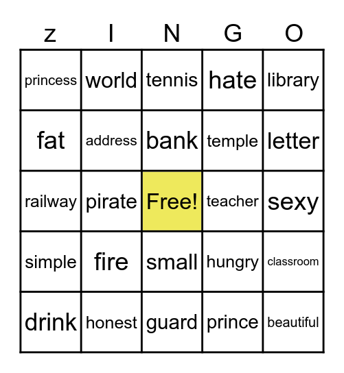 Prathom 5 English Activity Bingo Card