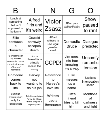 Gotham Bingo Card