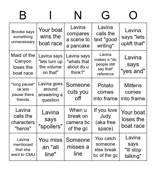 Men on Boats Bingo Card
