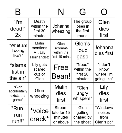 First Devour Stream! Bingo Card