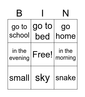 FF2 Unit 8 Bingo Card