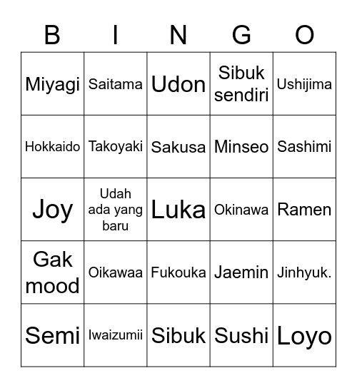 Minseo 🧚🏼 Bingo Card