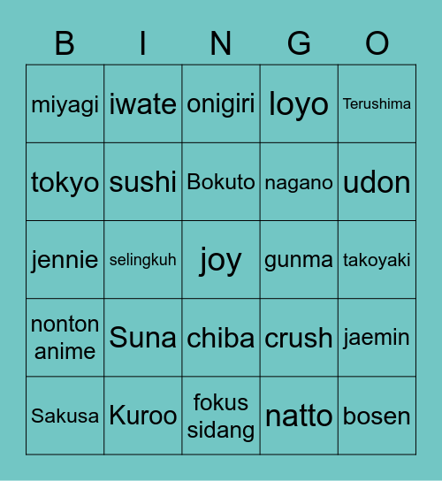 Nagabondar Bingo Card