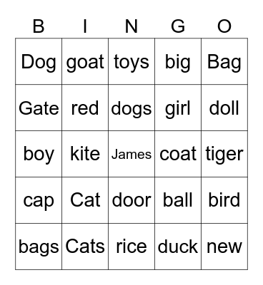 What do you hear Bingo Card