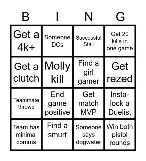 Valorant Bing Bingo Card