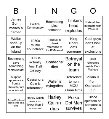 Gunn Squad Bingo Card