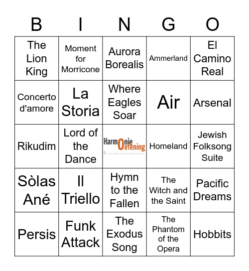 Oefening Muziekbingo Card