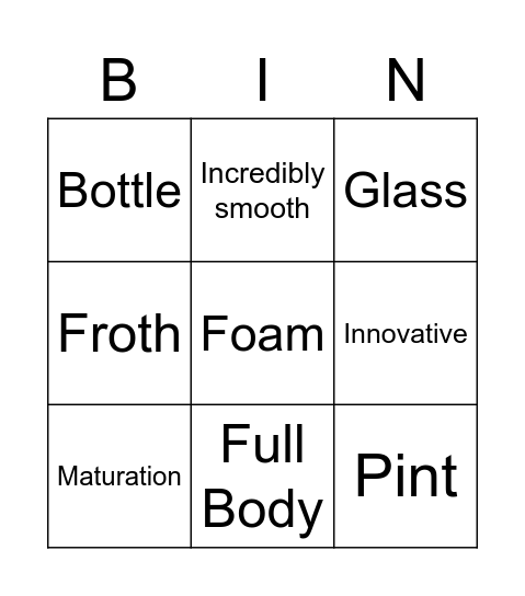 Beer Drop Bingo Card