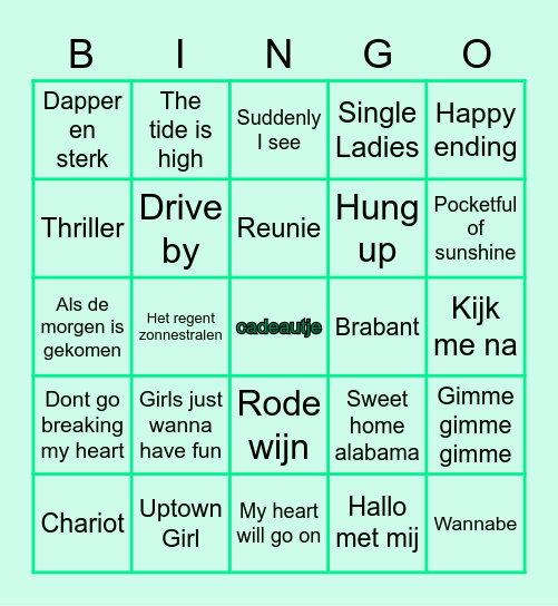 Liedjesbingo PassendWijs! Bingo Card