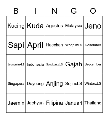 WONPILxLS Bingo Card