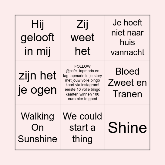 TAPMARIN HITJES BINGO Card