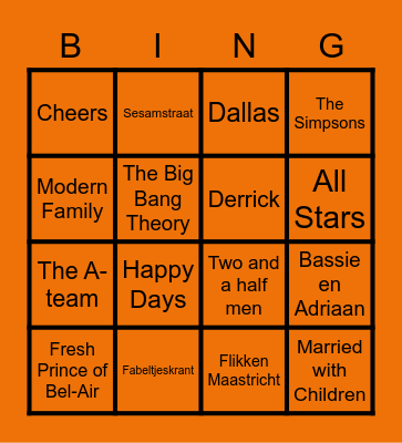 Bekende themes van TV series Bingo Card