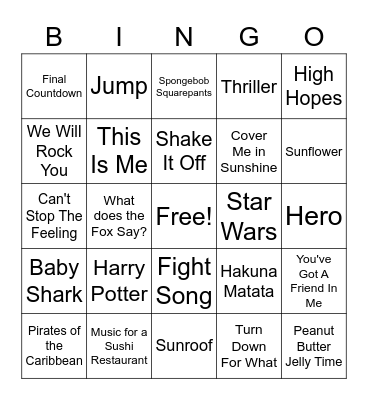 Music Bingo! Bingo Card