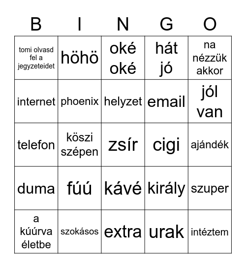 THE STRING FAMILY Bingo Card