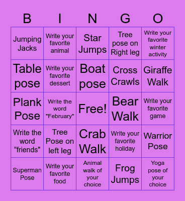 Edith Bingo Card