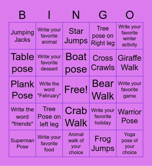 Edith Bingo Card