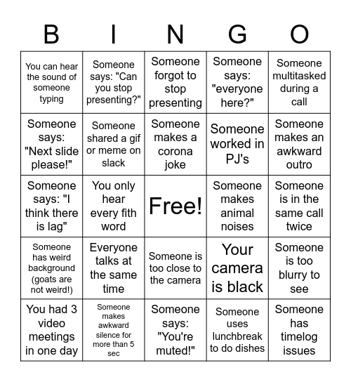 Funday Bingo Card