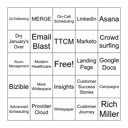 Marketing Team Bingo Card