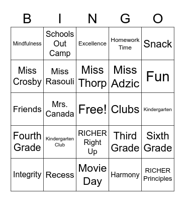 ESE BINGO Card