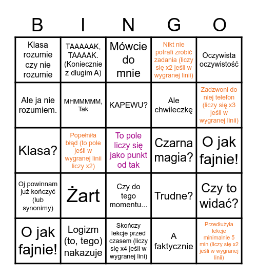 Chemia Bingo Card