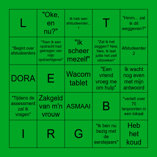 Gilbert Bingo Card