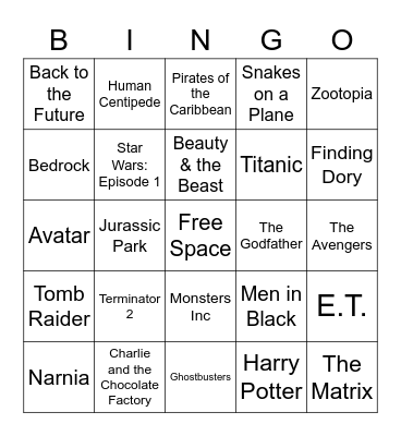 Movie Trivia Bingo Card
