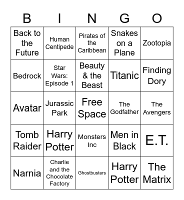 Movie Trivia Bingo Card