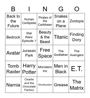 Movie Trivia Bingo Card