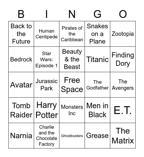 Movie Trivia Bingo Card