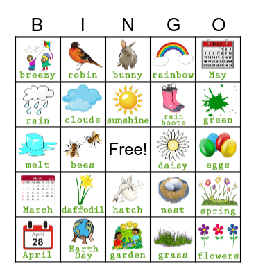 Spring Fling BINGO Card