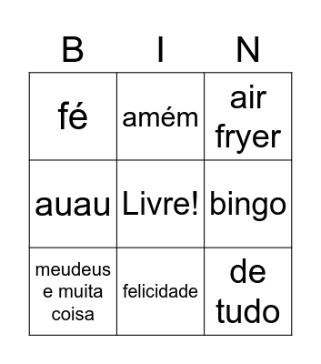 pronomes Bingo Card