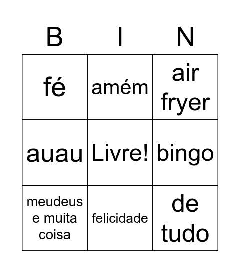 pronomes Bingo Card