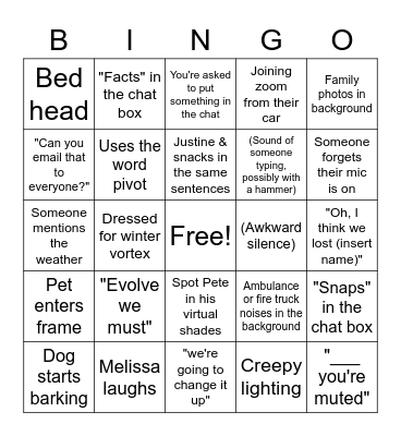 YouthBuild Philly | Zoom Bingo Card