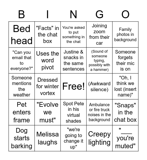 YouthBuild Philly | Zoom Bingo Card