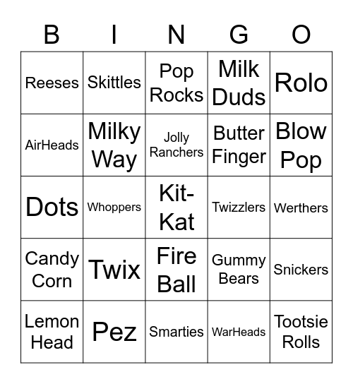 Candy Bingo Card