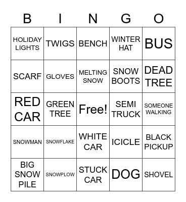 WINTER/OUTDOOR BINGO Card