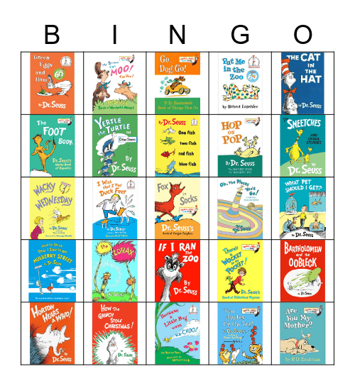 Dr. Seuss Bingo Card