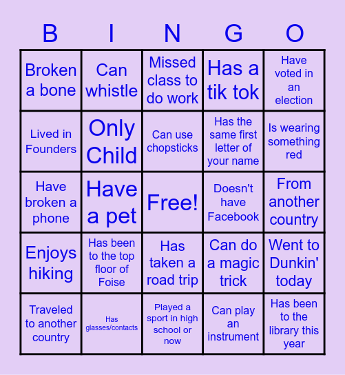 "Find Someone Who" Bingo Card