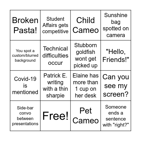 Retreat Bingo Card