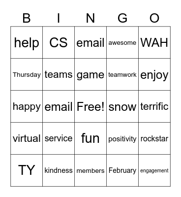 SERVICE BINGO Card