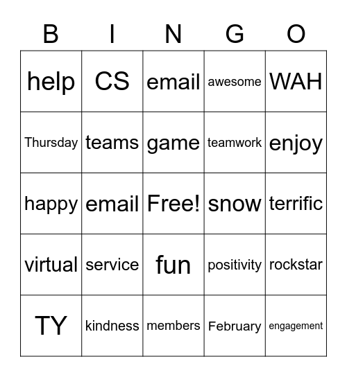 SERVICE BINGO Card