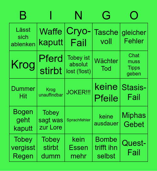 Tobeys BotW Stream Bingo Card