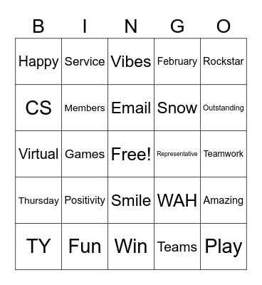 Service Bingo Card