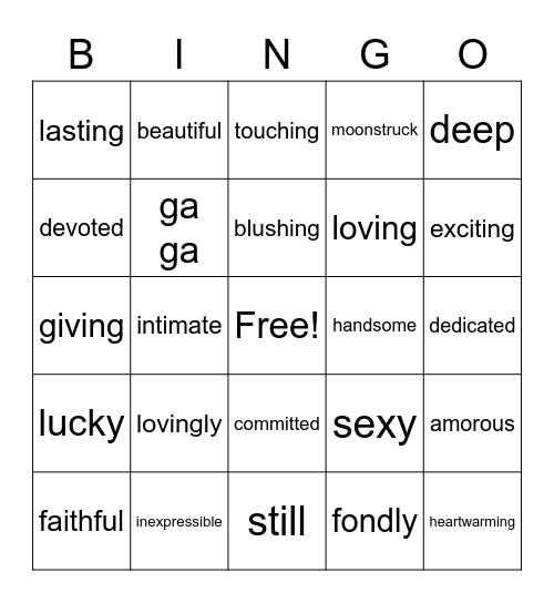 Valentine's Day Bingo Card