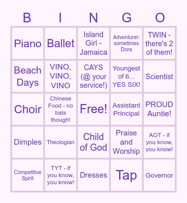 Denia's Bingo Card