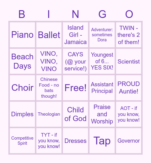 Denia's Bingo Card